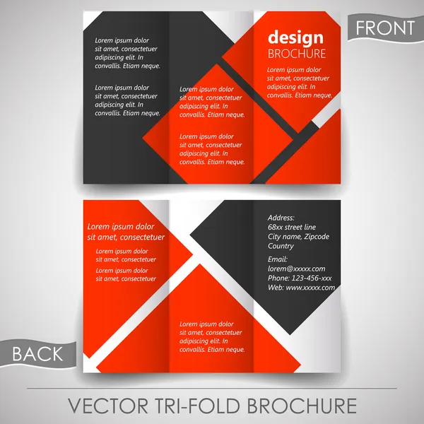 Business tri-fold flyer template, corporate brochure or cover design — Stock Vector