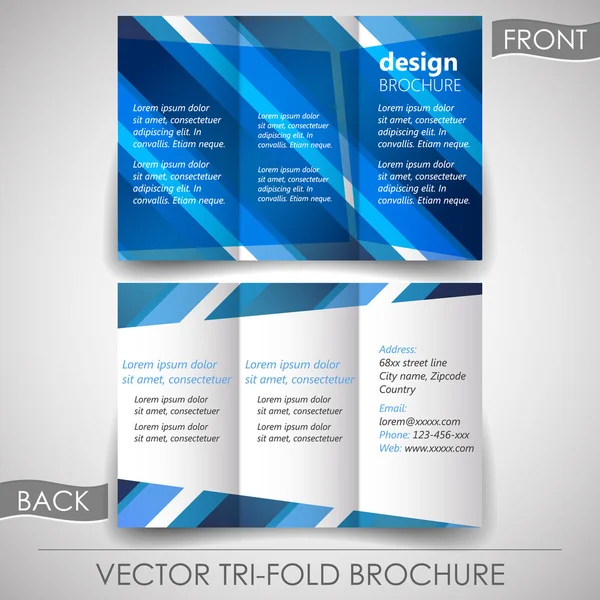 Business tri-fold flyer template, corporate brochure or cover design — Stock Vector