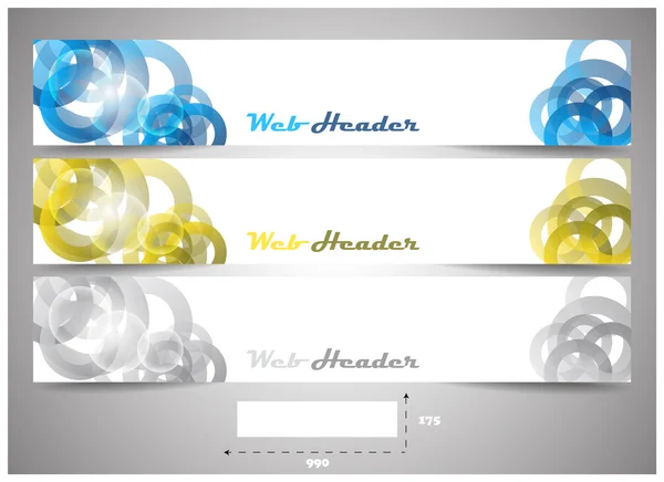 Web headers with precise dimension, set of vector banners — Stock Vector