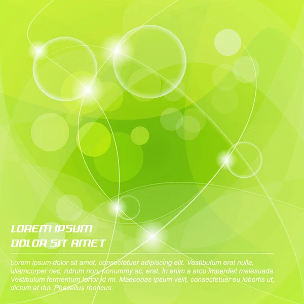 Abstracte groene achtergrond met bubbels en licht — Stockvector
