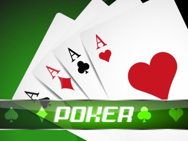 Poker illüstrasyon iskambil yeşil zemin üzerine ile