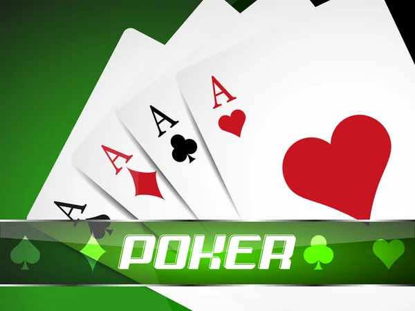 Illustrazione di poker con carte da gioco sullo sfondo verde — Vettoriale Stock