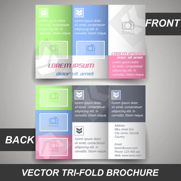 Tri podnikatelské obchod brožury, obalový design, šablona — Stockový vektor