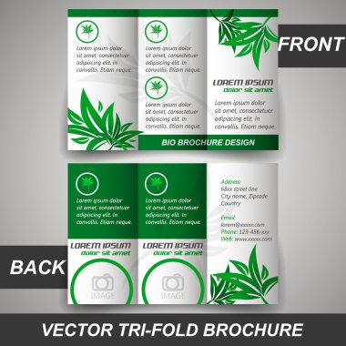 Bio tri fold corporate business store brochure, cover design, template clipart