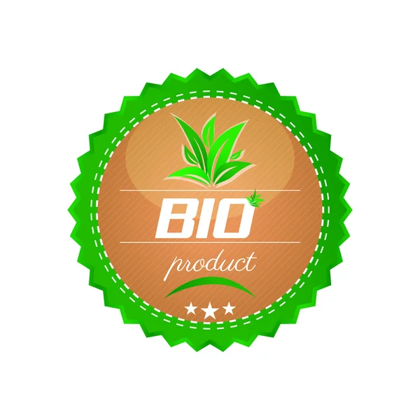 Botón de producto bio, hojas verdes — Vector de stock