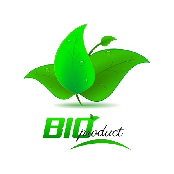 Bio produit, fond aux feuilles vertes — Image vectorielle