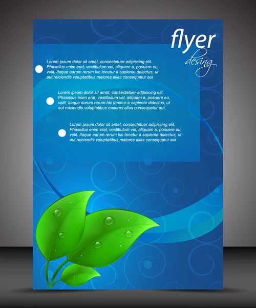 Business-Flyer-Vorlage, Cover-Design, grüne Blätter, Öko-Thema — Stockvektor