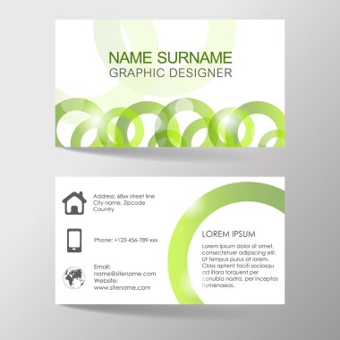 ön ve arka tarafı ile kartvizit şablonu