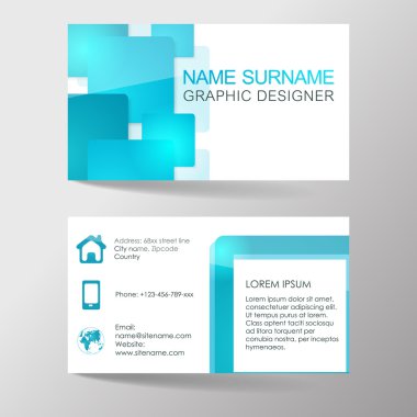 ön ve arka tarafı ile kartvizit şablonu