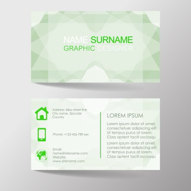 ön ve arka tarafı ile kartvizit şablonu