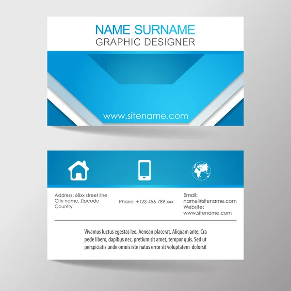 Business card template with front and back side — Stock Vector