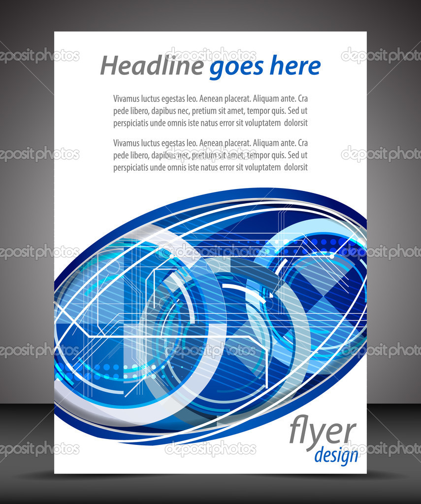 Business A4 booklet cover, flyer brochure design with technological background