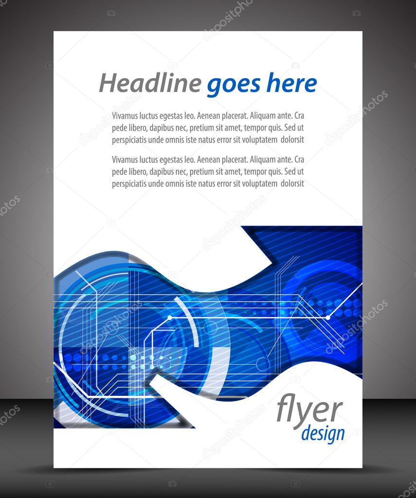 Business A4 booklet cover, flyer brochure design with technological background