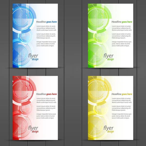 Collectie van business flyer sjabloon met technologische patroon, cover ontwerp — Stockvector