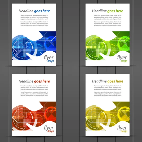 Collectie van business flyer sjabloon met technologische patroon, cover ontwerp — Stockvector