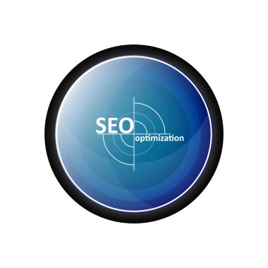 SEO Optimizasyon parlak vektör simgesi, düğme