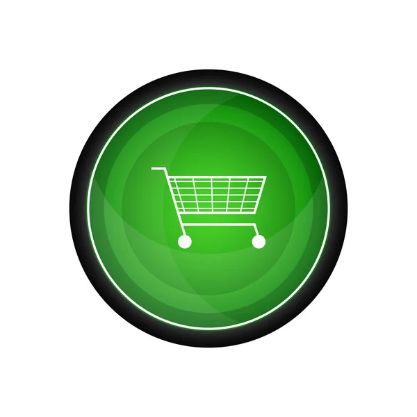 Shopping korg vektor ikon, gröna knappen — Stock vektor