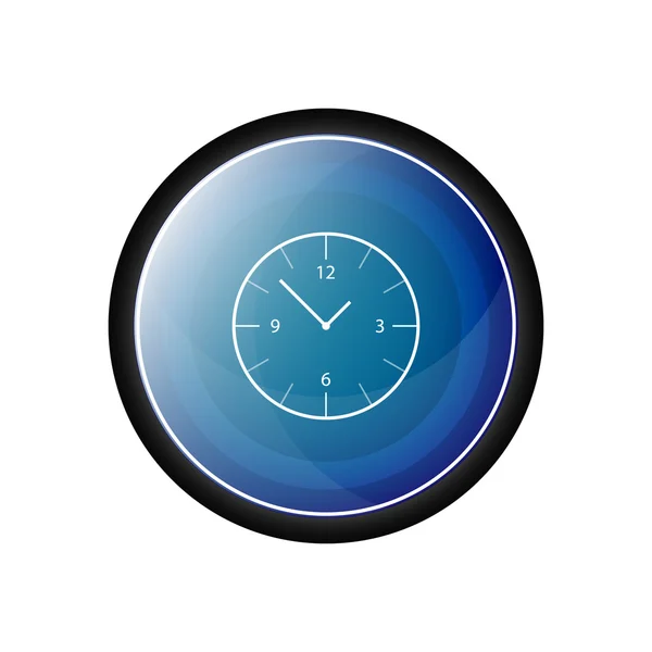 Clock, hour Glossy vector icon, blue button — Stock Vector