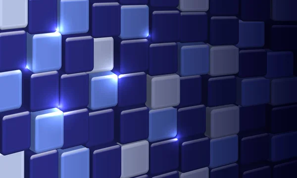 Fundo Digital Azul Abstrato Cubos Ilustração Vetorial Com Brilho —  Vetores de Stock