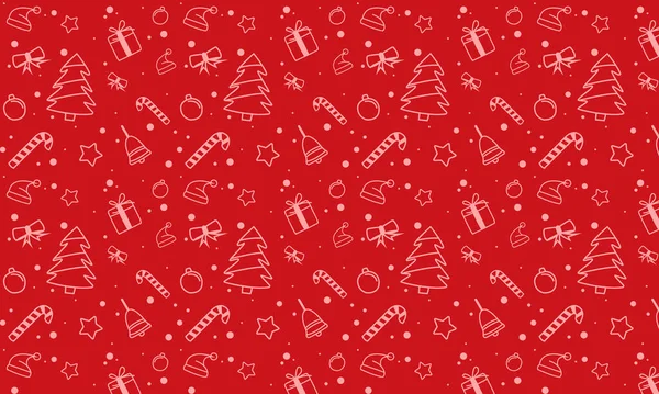 红色圣诞涂鸦背景适合包装设计 墙纸或包装纸 矢量图形
