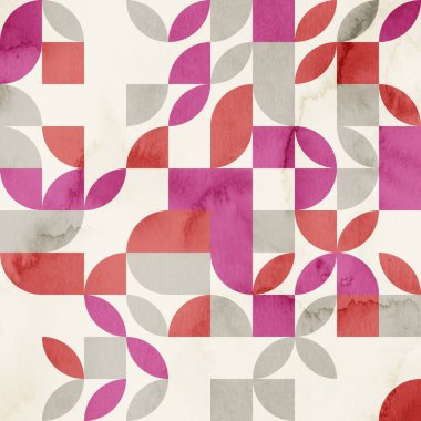 Baskı için pürüzsüz bir orta yüzyıl suluboya geometrik yüzey deseni tasarımı