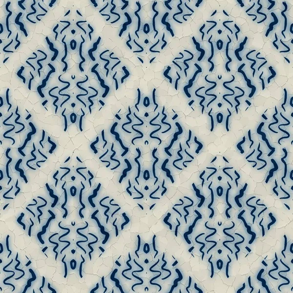 Zökkenőmentes kék és fehér kerámia csempe díszített damaszt minta felületi tervezés és nyomtatás — Stock Fotó