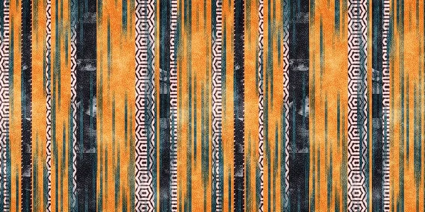 Seamless tribal ethnic stripe grungy border surface pattern design for print — Stock Photo, Image