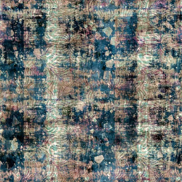 Seamless elegant mixed media pattern in navy, blue, pink, and cream