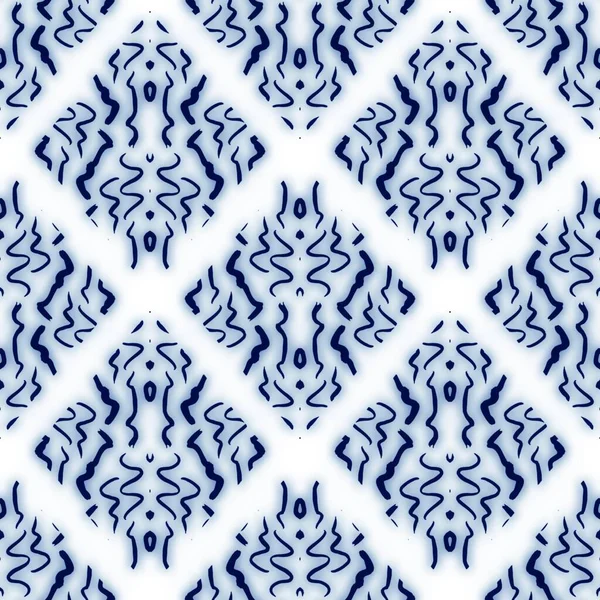 Seamless blue and white ceramic tile ornate damask pattern for surface design and print — Stock Photo, Image