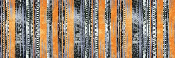 Seamless tribal ethnic stripe grungy border surface pattern design for print — Stock Photo, Image