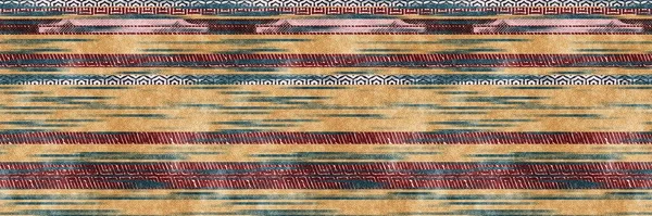 Seamless tribal ethnic stripe grungy border surface pattern design for print — Stock Photo, Image