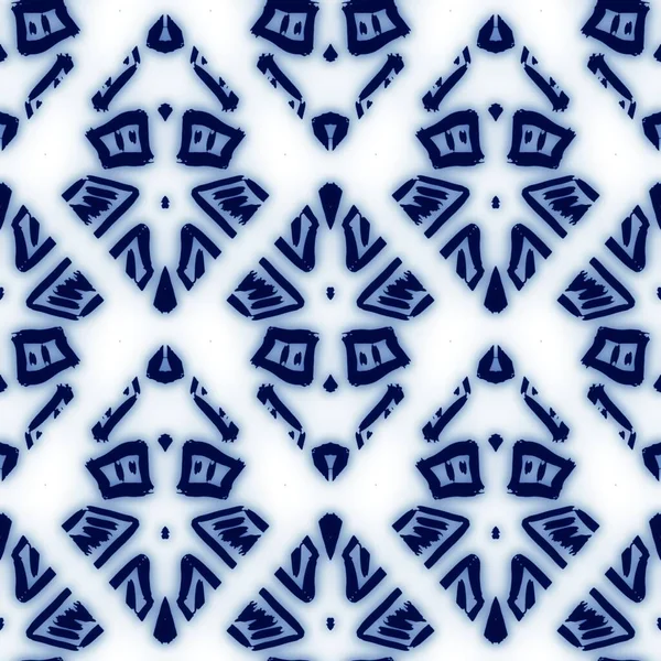 Безшовна синьо-біла керамічна плитка прикрашений візерунок дамаску для дизайну та друку поверхні — стокове фото