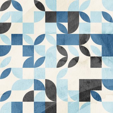 Baskı için pürüzsüz bir orta yüzyıl suluboya geometrik yüzey deseni tasarımı