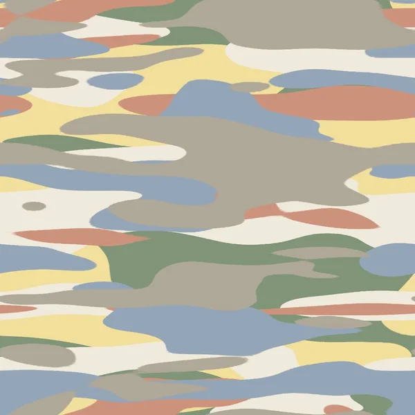 Diseño de patrón de superficie inspirado camoflauge feliz colorido sin costuras para imprimir —  Fotos de Stock