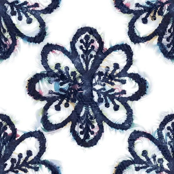 Motif de tapis sans couture marine et tribal blanc. — Photo