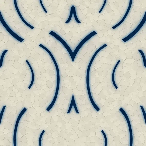 Безшовна синьо-біла керамічна плитка прикрашений візерунок дамаску для дизайну та друку поверхні — стокове фото