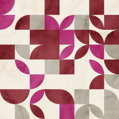 Baskı için pürüzsüz bir orta yüzyıl suluboya geometrik yüzey deseni tasarımı