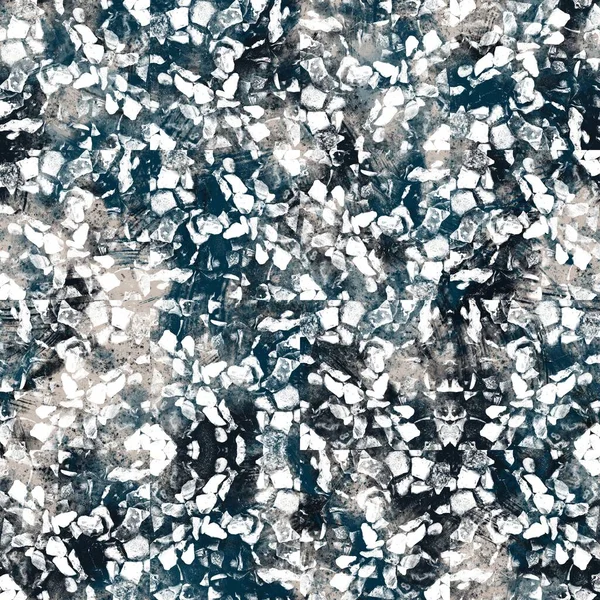 Projeto sem emenda azul marinho e branco abstrato grungy superfície sem costura padrão para impressão — Fotografia de Stock
