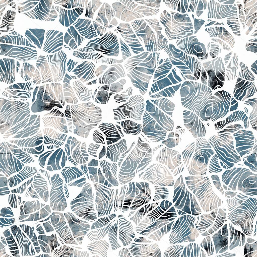 Seamless navy blue and white abstract grungy seamless surface pattern design for print. High quality illustration. Texture for background or textile or fabric or wallpaper or interior design.