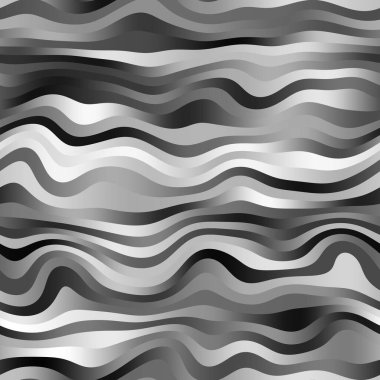Kusursuz dalgalı tek renkli çizgiler arka plan ya da baskı için yüzey deseni tasarımı. Yüksek kalite çizim. Dijital olarak işlenmiş parametrik dalgalı çizgiler. Tekrar eden siyah, beyaz ve gri şeritler.