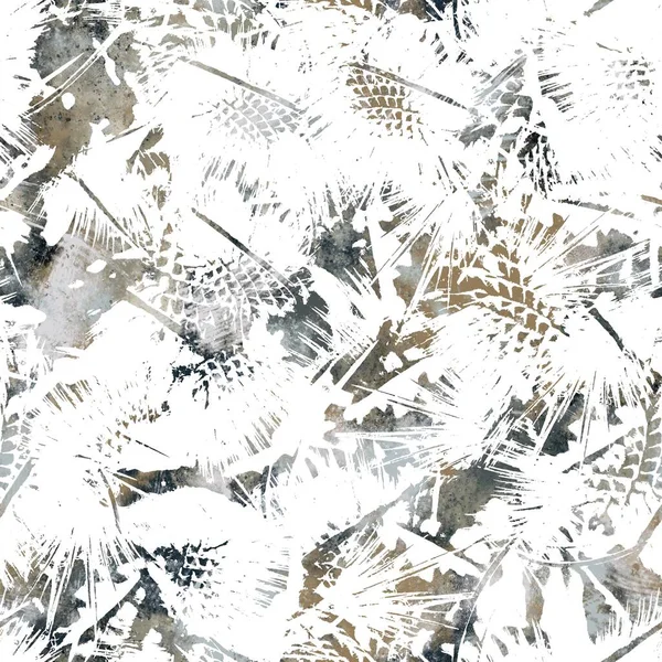 Seamless neutral and white grungy classic abstract surface pattern design for print. High quality illustration. Monochrome earth colored design with white pattern design overlay. Repeat graphic swatch