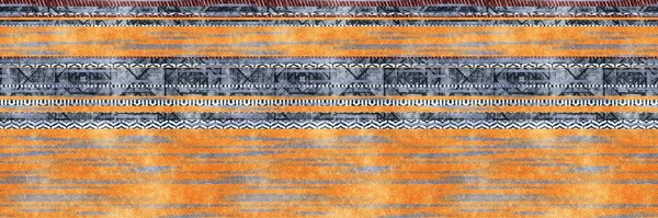 Nahtloses Ethnisches Stammesstreifen Grungy Border Oberflächenmuster Für Den Druck Hochwertige — Stockfoto