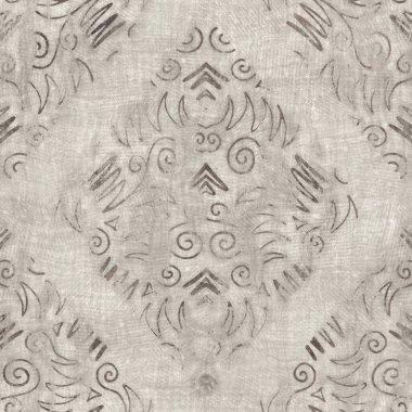 Kusursuz bronz kahverengi, pasaklı kabile nötr halı motifli yüzey dizaynı baskılar için. Yüksek kalite çizim. Sorunlu bohem etnik yineleme örneği. Elle çizilmiş elmas kumaş tasarımı.