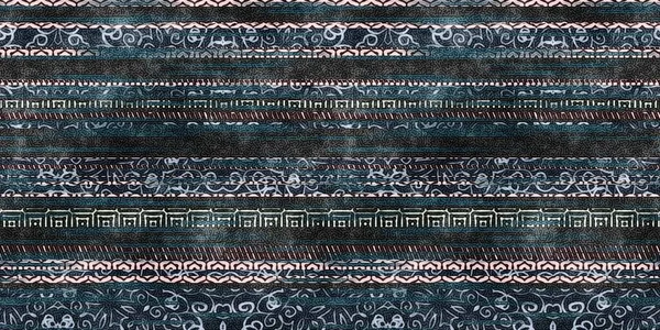 Bezešvé Kmenové Etnické Pruhy Grungy Border Surface Pattern Design Pro — Stock fotografie