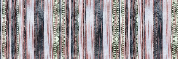 Seamless Tribal Ethnic Stripe Grungy Border Surface Pattern Design Print — Stock Photo, Image