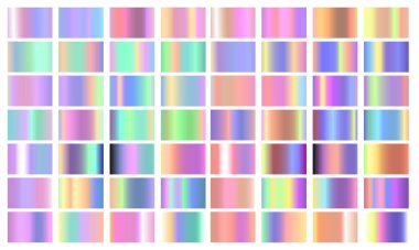 Renkli Pastel gradyan Krom renk folyo desen arkaplanını ayarla. vektör altın, bakır pirinç ve metal şablon.