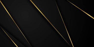 Soyut siyah ve altın desenli ve dinamik dalgalı arka plan posteri. Vektör illüstrasyonu.