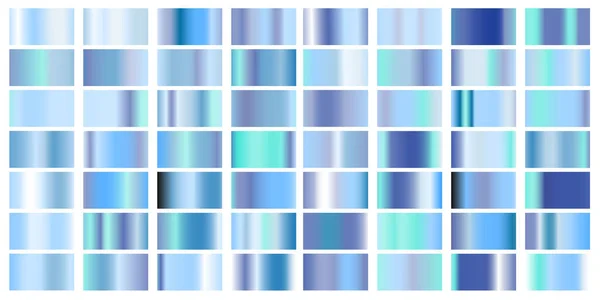 Set Blauw Pastel Verloop Chroom Kleur Folie Textuur Achtergrond Vector — Stockvector