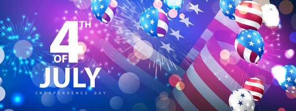 Glad Juli Helgdag Banner Usa Självständighetsdagen Firande Bakgrund — Stock vektor