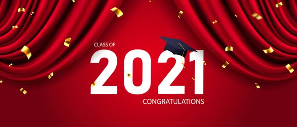 Felicitaciones Graduados Clase 2021 Ilustración Del Vector Banner Diseño Tarjeta — Vector de stock